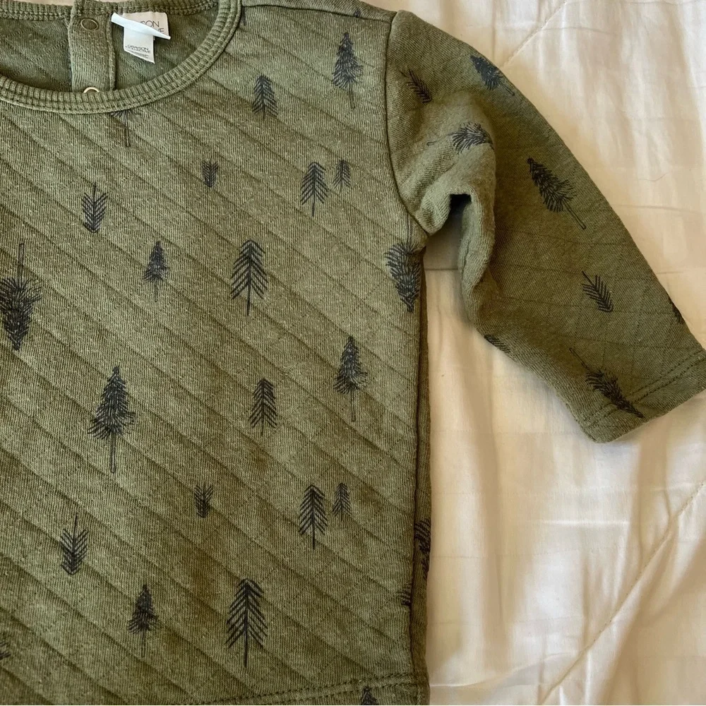 Grayson Collective Quilted Green Forest Print Pullover & Leggings Set Size 12 Mo